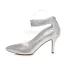 Sparkly Silver Bridal Shoes Stiletto Heels Wedding Shoes Glitter Pumps With Ankle Strap