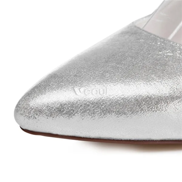 Sparkly Silver Bridal Shoes Stiletto Heels Wedding Shoes Glitter Pumps With Ankle Strap