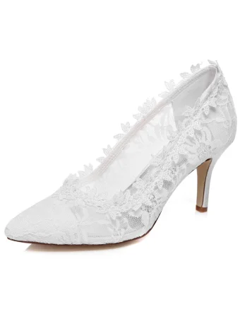 Piękne Koronki Buty Ślubne 8cm Szpilki Na Obcasie Białe Buty Na Wesele