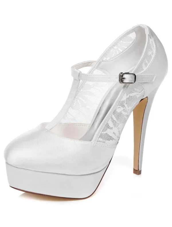 Elegant Lace Bridal Wedding Shoes 5 Inch High Heel Pumps Stiletto Heel With Platform