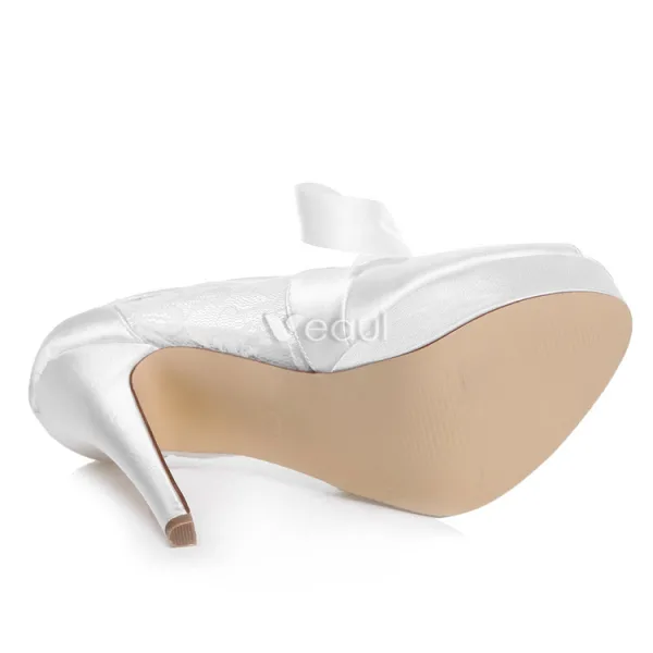 Beautiful Bridal Shoes Lace Wedding Shoes 5 Inch High Heel Peep Toe Pumps Stiletto Heels With Platform