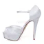 Schöne Brautsandalen Peep Toe Mit Knöchelriemen  Stilettos Spitze Brautschuhe High Heels Mit Plateau