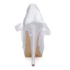 Elegant Satin Wedding Pumps With Lace Stiletto Heels Bridal Shoes High Heels With Platform