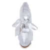 Elegant Satin Wedding Pumps With Lace Stiletto Heels Bridal Shoes High Heels With Platform