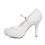 Elegant Pumps White Wedding Shoes 4 Inch Stiletto Heels Embroidered Satin Bridal Shoes High Heels