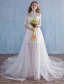 Robes De Mariage De Plage Élégantes 2016 Une Ligne De Dentelle Col Haut Robe De Mariée Avec Le Train Amovible