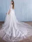 Robes De Mariage De Plage Élégantes 2016 Une Ligne De Dentelle Col Haut Robe De Mariée Avec Le Train Amovible