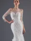 Sexy Brautkleider 2016 Seejungfrau Applikation Blumen Pailletten Weißen Tüll Rückenfrei Brautkleid Mit Abdeckknopf