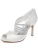 Elegant Wedding Sandals With Rhinestone Strap 9 cm Stiletto Heels Bridal Shoes Peep Toe High Heel