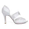 Vintage Satin Wedding Sandals With High Heel White Bridal Shoes Stiletto Heels Peep Toe