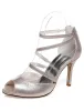 Sparkly Wedding Sandals With High Heel Strappy Bridal Shoes Stiletto Heels With Ankle Strap