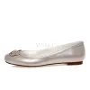 Sparkly Wedding Shoes With Glitter Flat Bridal Shoes Metal Bowknot With Rhinestone