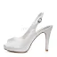 Elegant Brudesko Hvit Pumps Slingbacks Høy Hæl Bryllupsko Stiletthæler