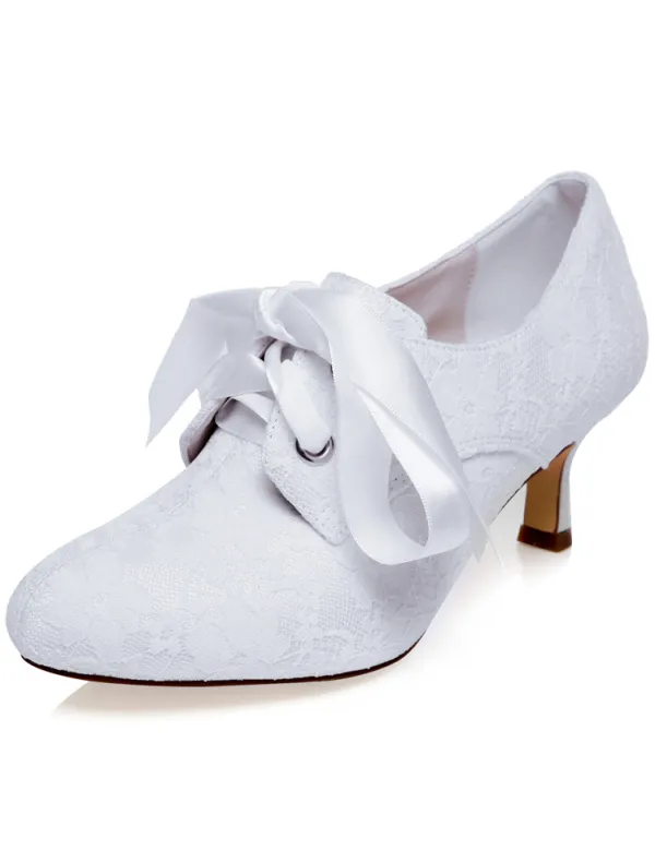 Vintage Embroidered Satin Wedding Shoes White Pumps Bridal Shoes Stiletto Heels
