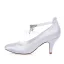 Vintage Satin Wedding Shoes 3 Inch Stiletto Heels Pumps White Bridal Shoes Ankle Strap With Tassel