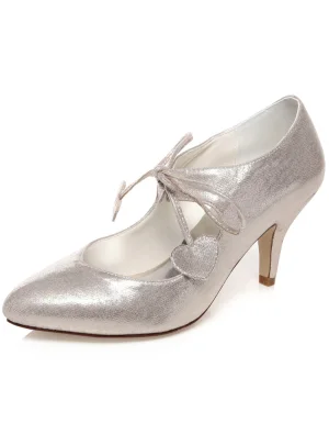 Sparkly Bryllupssko Stiletthæler Pumps Champagne Brudesko Med Glitter