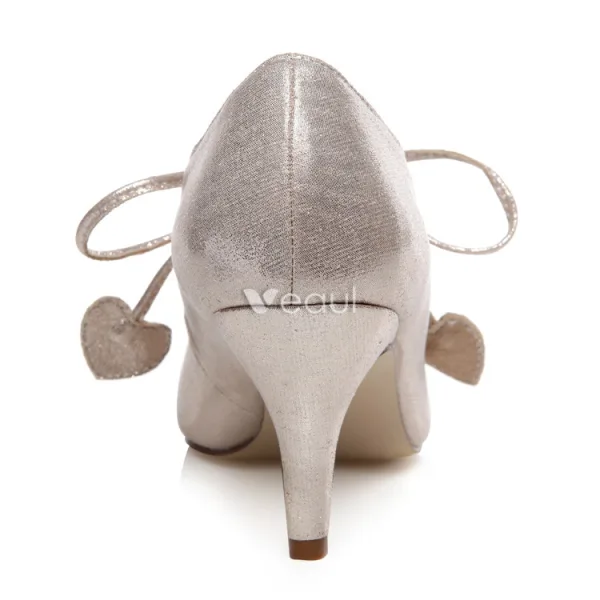 Sparkly Wedding Shoes Stiletto Heels Pumps Champagne Bridal Shoes With Glitter