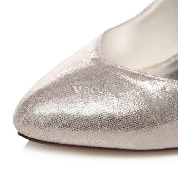 Sparkly Wedding Shoes Stiletto Heels Pumps Champagne Bridal Shoes With Glitter