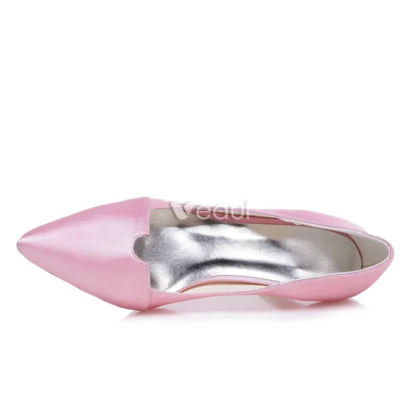 Vintage Pink Wedding Shoes Stiletto Heels Pumps Satin Bridal Shoes Pointed Toe
