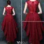 Elegant Cocktail Dress 2016 Scoop Neck Asymmetrical Burgundy Lace Cocktail Party Dress