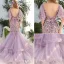 Stunning Prom Dresses 2016 Mermaid Scoop Neck Applique Flowers Ruffled Organza Prom Dress