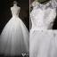Beautiful Wedding Dresses 2016 Ball Gown Scoop Rhinestone Neck Applique Lace Petals Sleeveless Bridal Gown