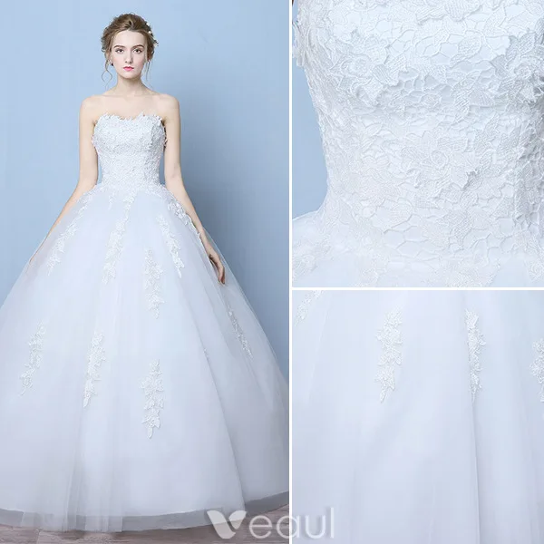 Elegant Wedding Dresses 2016 Ball Gown Sweetheart Applique Lace Floor Length Bridal Gown