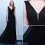 Robes De Soirée Sexy 2016 Une Ligne À Faible Dos Nu V Robe De Mousseline À Volants Noir Avec Des Perles