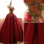 Robe De Bal De Style Chinois 2016 Fleurs En Dentelle Millésime Appliques Sans Manches À Volants Robe De Satin Bordeaux