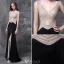 Glitter Evening Dresses 2016 Mermaid V-neck Sleeveless Beading Rhinestone Split Front Black Long Dress