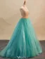Lyx Balklänningar 2016 Ringning Beading Strass Pool Blå Tyll Balklänning