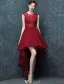 Elegant Cocktail Dress 2016 Scoop Neck Asymmetrical Burgundy Lace Cocktail Party Dress