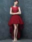 Elegant Cocktail Dress 2016 Scoop Neck Asymmetrical Burgundy Lace Cocktail Party Dress