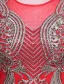 Beautiful Evening Dresses 2016 Mermaid Scoop Neck Applique Gold Lace Red Long Dress