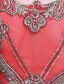 Beautiful Evening Dresses 2016 Mermaid Scoop Neck Applique Gold Lace Red Long Dress