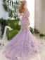 Stunning Prom Dresses 2016 Mermaid Scoop Neck Applique Flowers Ruffled Organza Prom Dress