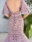 Stunning Prom Dresses 2016 Mermaid Scoop Neck Applique Flowers Ruffled Organza Prom Dress