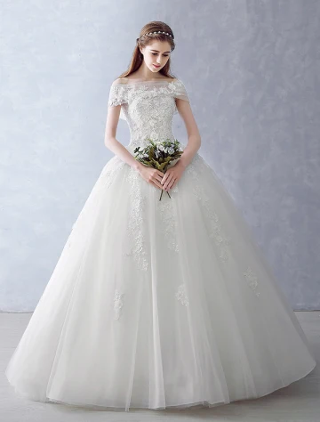Robe De Mariée Élégantes 2016 Robe De Bal En Dentelle Bustier À Volants De Tulle Appliques Robe De Mariée Avec Châle