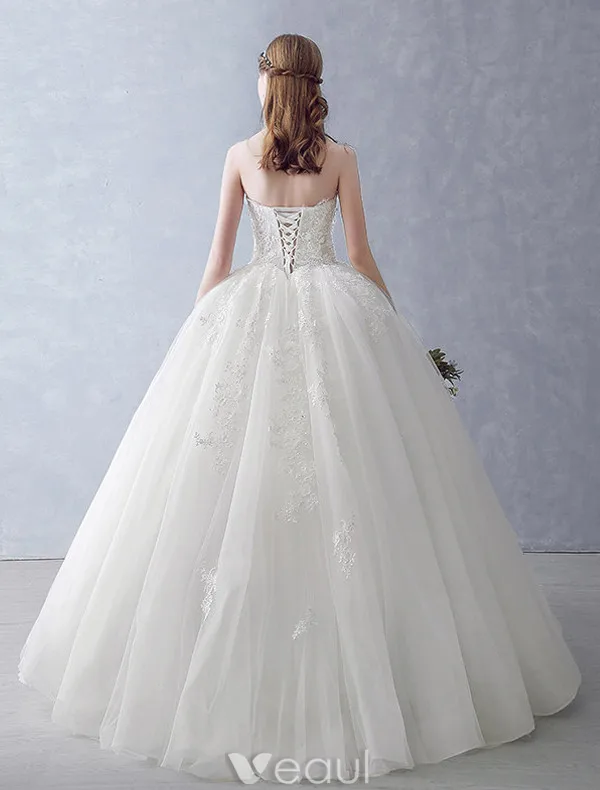 Elegant Wedding Dresses 2016 Ball Gown Strapless Applique Lace Ruffle Tulle Bridal Gown With Shawl