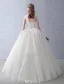 Elegant Wedding Dresses 2016 Ball Gown Strapless Applique Lace Ruffle Tulle Bridal Gown With Shawl