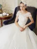 Stunning Wedding Dresses 2016 Ball Gown Off The Shoulder Applique Flowers Ivory Bridal Gown