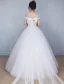 Beautiful Wedding Dresses 2016 Ball Gown Off The Shoulder Long Tulle Bowknot Corset Bridal Gown