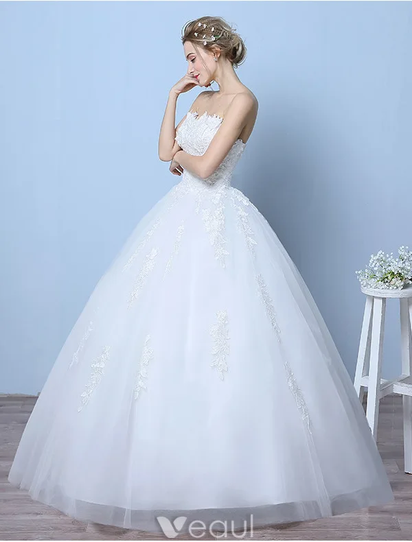Elegant Wedding Dresses 2016 Ball Gown Sweetheart Applique Lace Floor Length Bridal Gown
