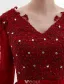 Elegant Party Dresses 2016 V-neck Sequin Applique Lace Burgundy Satin Short Dress