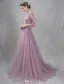 Elegant Evening Dresses 2016 A-line Deep V-neck Applique Symmetrical Lace Ruffle Tulle Backless Dress