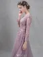 Elegant Evening Dresses 2016 A-line Deep V-neck Applique Symmetrical Lace Ruffle Tulle Backless Dress