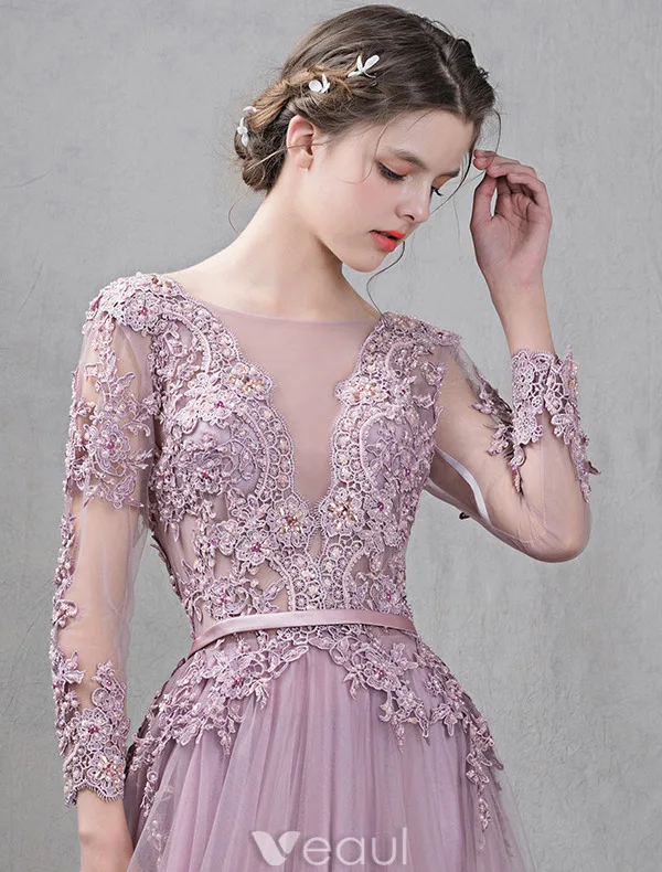 Elegant Evening Dresses 2016 A-line Deep V-neck Applique Symmetrical Lace Ruffle Tulle Elegant Evening Dresses 2016 A-line Deep V-neck Applique Symmetrical Lace Ruffle Tulle