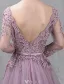 Elegant Evening Dresses 2016 A-line Deep V-neck Applique Symmetrical Lace Ruffle Tulle Backless Dress