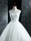 Robes De Mariée Élégantes 2016 Robe Boule Scoop Cou Perles Paillettes Perles Volants En Tulle Robe De Mariée Dos Nu