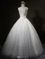 Beautiful Wedding Dresses 2016 Ball Gown Scoop Rhinestone Neck Applique Lace Petals Sleeveless Bridal Gown
